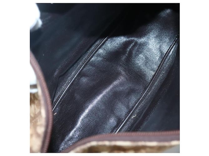 Borsa a spalla in tela Trotter Christian Dior marrone oro Auth 127684 - vista 12