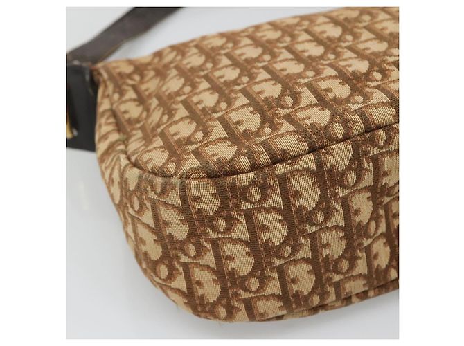 Borsa a spalla in tela Trotter Christian Dior marrone oro Auth 127684 - vista 14