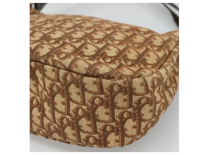 Borsa a spalla in tela Trotter Christian Dior marrone oro Auth 127684 - vista 15