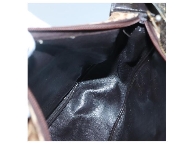 Borsa a spalla in tela Trotter Christian Dior marrone oro Auth 127684 - vista 17