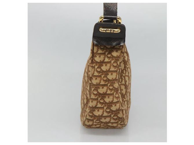 Borsa a spalla in tela Trotter Christian Dior marrone oro Auth 127684 - vista 3