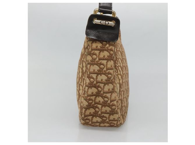 Borsa a spalla in tela Trotter Christian Dior marrone oro Auth 127684 - vista 4