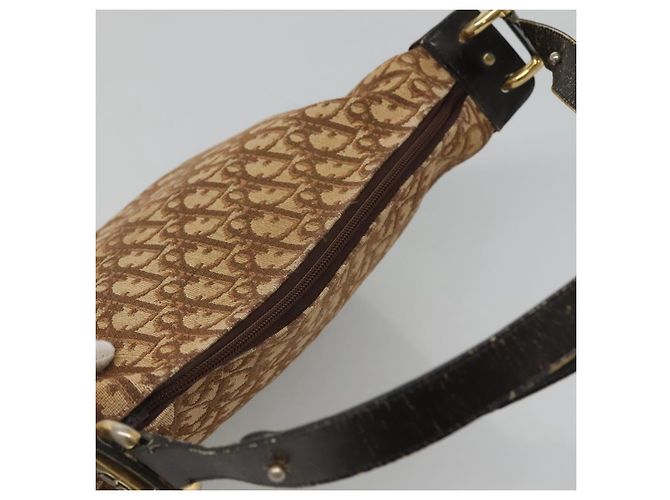 Borsa a spalla in tela Trotter Christian Dior marrone oro Auth 127684 - vista 6