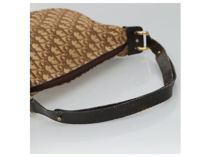 Borsa a spalla in tela Trotter Christian Dior marrone oro Auth 127684 - vista 7