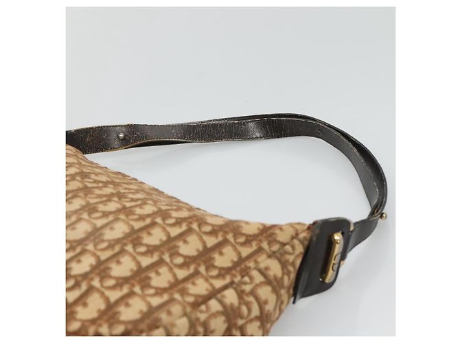 Borsa a spalla in tela Trotter Christian Dior marrone oro Auth 127684 - vista 8