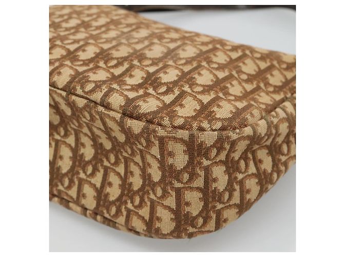 Borsa a spalla in tela Trotter Christian Dior marrone oro Auth 127684 - vista 9
