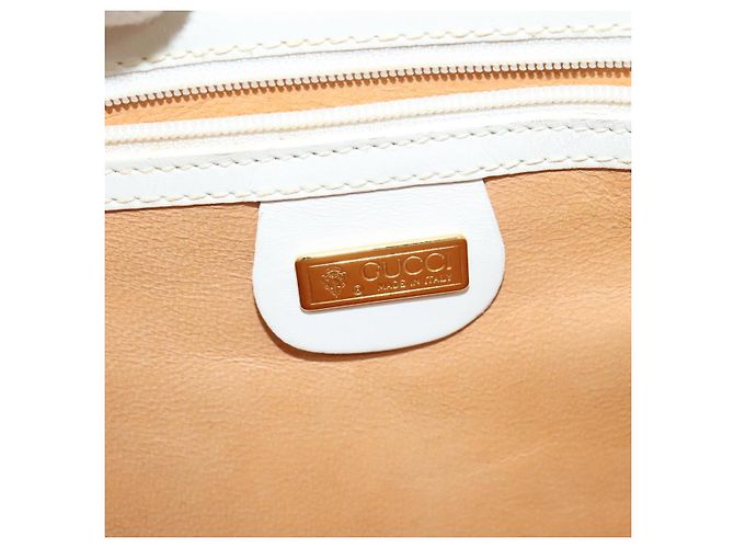 Borsa a Spalla GUCCI in Pelle Bianca e Oro Auth hk2861 Bianco D'oro - vista 19