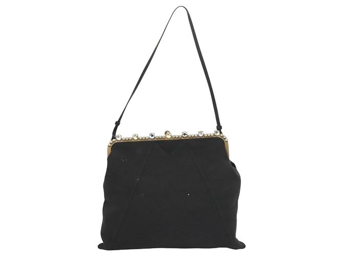 Borsa a Spalla Miu Miu in Cotone Nero Auth hk2812 - vista 13