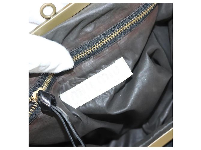 Borsa a Spalla Miu Miu in Cotone Nero Auth hk2812 - vista 18