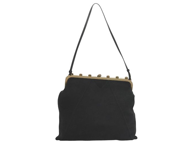 Borsa a Spalla Miu Miu in Cotone Nero Auth hk2812 - vista 2