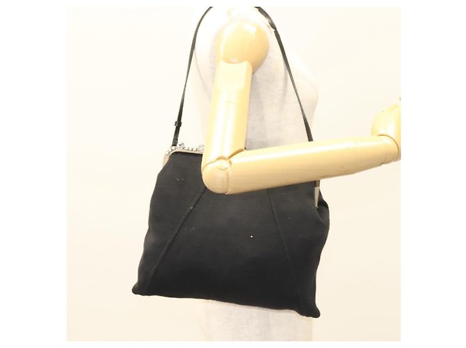 Borsa a Spalla Miu Miu in Cotone Nero Auth hk2812 - vista 22