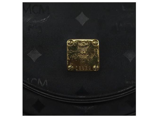 Borsa a spalla MCM Vicetos Logogram PVC Nero Oro Auth bs26670 D'oro - vista 12