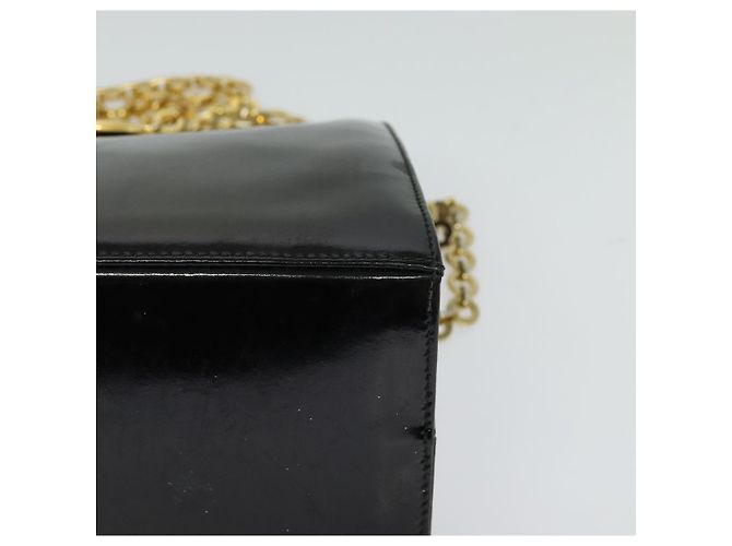 Borsa a spalla Gancini Chain di Salvatore Ferragamo in vernice nera e oro Auth 129160 Nero D'oro - vista 14