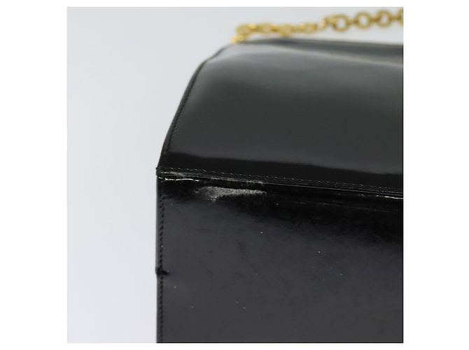 Borsa a spalla Gancini Chain di Salvatore Ferragamo in vernice nera e oro Auth 129160 Nero D'oro - vista 15