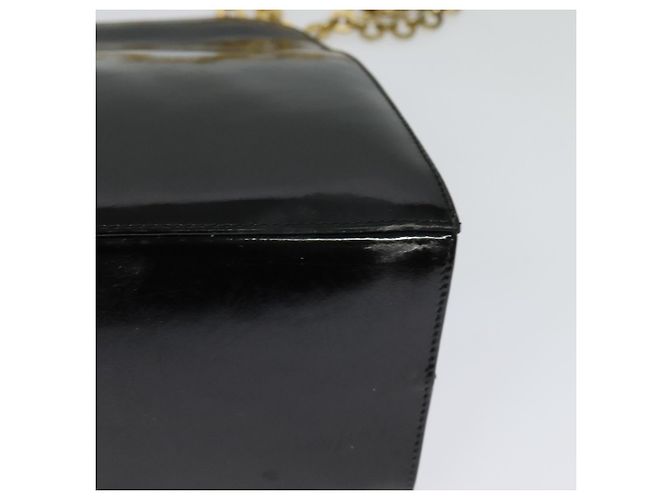Borsa a spalla Gancini Chain di Salvatore Ferragamo in vernice nera e oro Auth 129160 Nero D'oro - vista 16