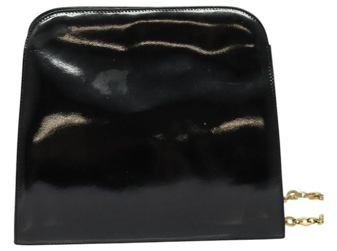 Borsa a spalla Gancini Chain di Salvatore Ferragamo in vernice nera e oro Auth 129160 Nero D'oro - vista 2