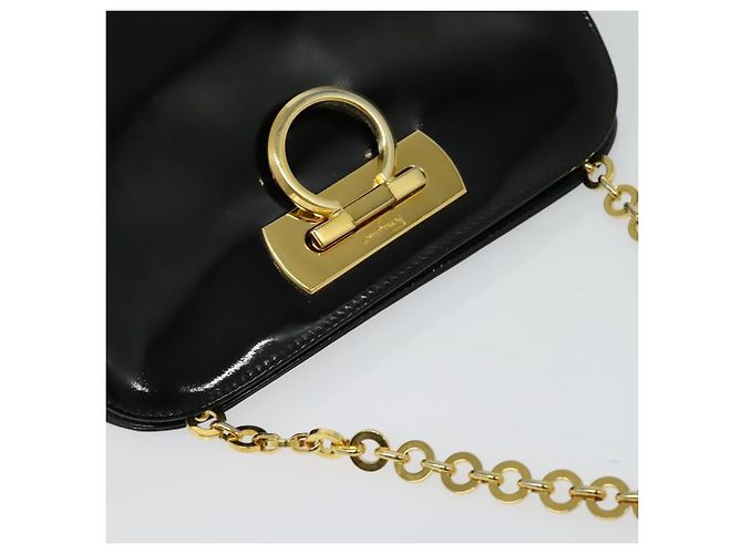 Borsa a spalla Gancini Chain di Salvatore Ferragamo in vernice nera e oro Auth 129160 Nero D'oro - vista 6