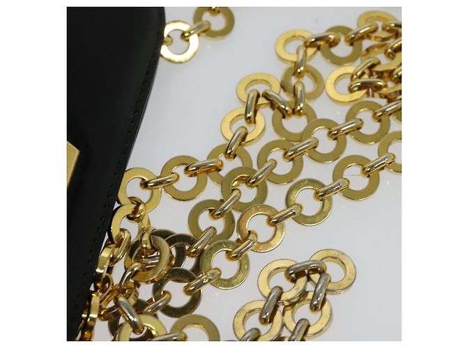 Borsa a spalla Gancini Chain di Salvatore Ferragamo in vernice nera e oro Auth 129160 Nero D'oro - vista 8