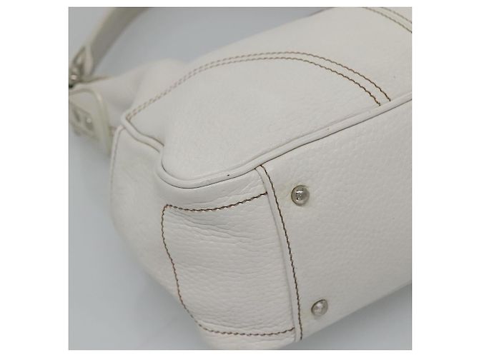 MCM Schultertasche aus Leder Weiß Silber Authentisch 129389 - Ansicht 14