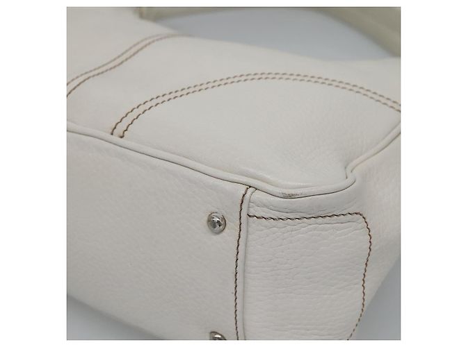 MCM Schultertasche aus Leder Weiß Silber Authentisch 129389 - Ansicht 15