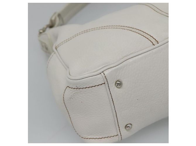 MCM Schultertasche aus Leder Weiß Silber Authentisch 129389 - Ansicht 16