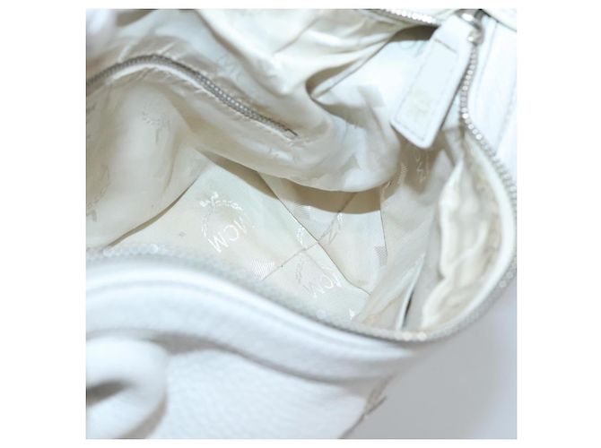 MCM Schultertasche aus Leder Weiß Silber Authentisch 129389 - Ansicht 18