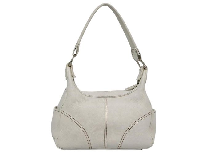 MCM Schultertasche aus Leder Weiß Silber Authentisch 129389 - Ansicht 2