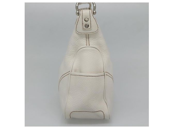 MCM Schultertasche aus Leder Weiß Silber Authentisch 129389 - Ansicht 4