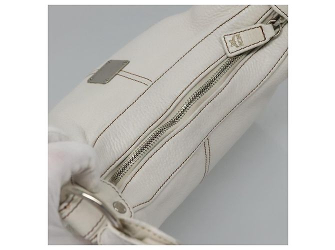 MCM Schultertasche aus Leder Weiß Silber Authentisch 129389 - Ansicht 6