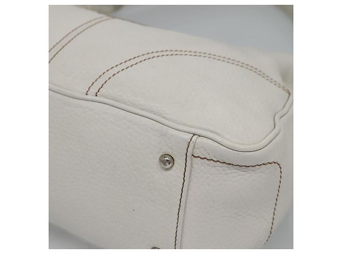 MCM Schultertasche aus Leder Weiß Silber Authentisch 129389 - Ansicht 9