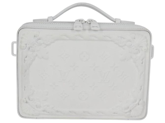 LOUIS VUITTON Monogramma LV Ornamento Borsa Trunk Morbida Bianca M21833 LV Auth MX402SM Bianco - vista 13
