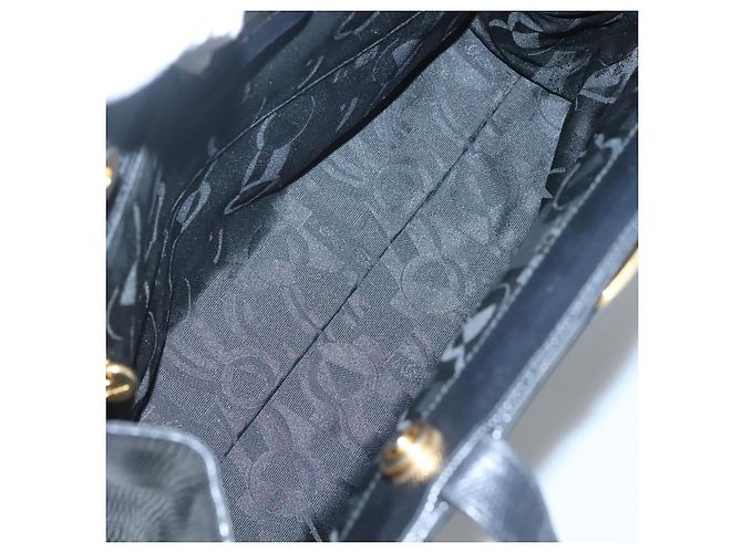 Borsa tote in pelle nera e oro Auth 125813 di Salvatore Ferragamo Nero D'oro - vista 10