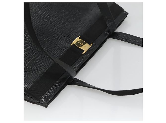 Borsa tote in pelle nera e oro Auth 125813 di Salvatore Ferragamo Nero D'oro - vista 6