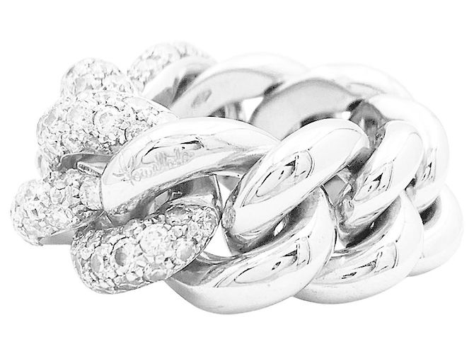 Anello Pomellato 'Catene', oro bianco e diamanti. - vista 2