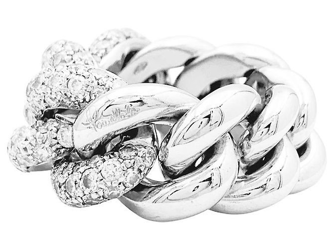 Anello Pomellato 'Catene', oro bianco e diamanti. - vista 3