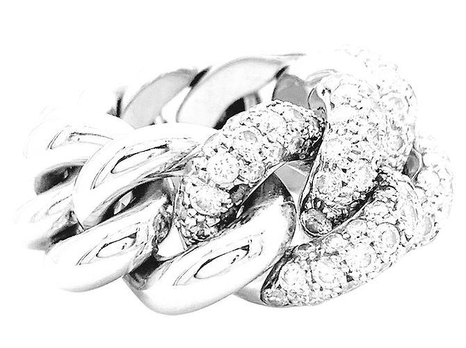 Anello Pomellato 'Catene', oro bianco e diamanti. - vista 5