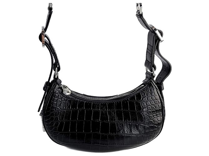 Philipp Plein Borsa a spalla Bowler in pelle stampata Croco Hexagon nera Nero - vista 4