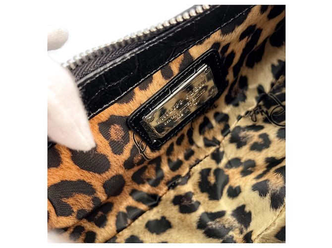Philipp Plein Borsa a spalla Bowler in pelle stampata Croco Hexagon nera Nero - vista 9