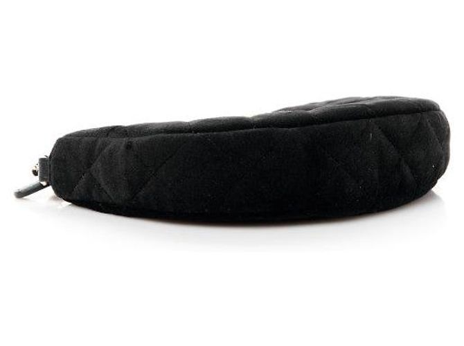 Borsa Hobo Chanel in Velluto Nero con Catena di Cristalli - vista 4