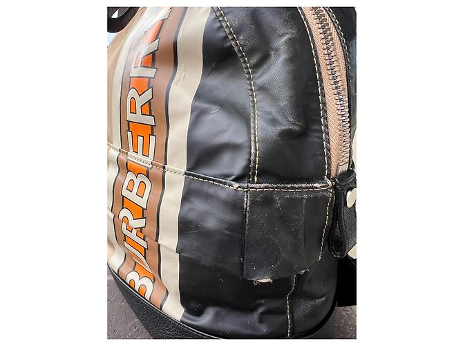 Zaino Burberry marrone nero in nylon e pelle - vista 14