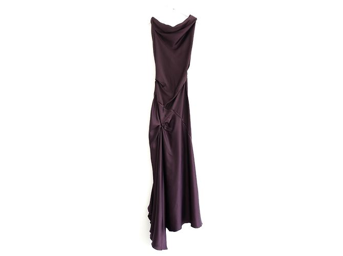 Vestido midi drapeado asimétrico Victoria Beckham Fig Ciruela Morado oscuro - vista 2