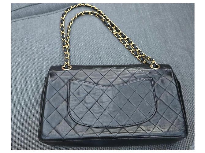 Borsa Chanel Timeless Double Flap Nera in Pelle Nero - vista 10