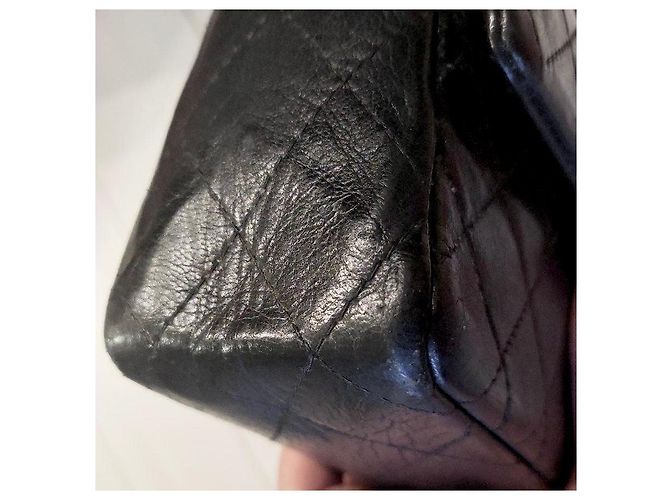 Borsa Chanel Timeless Double Flap Nera in Pelle Nero - vista 4