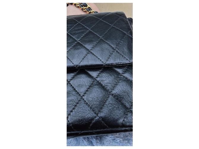 Borsa Chanel Timeless Double Flap Nera in Pelle Nero - vista 8