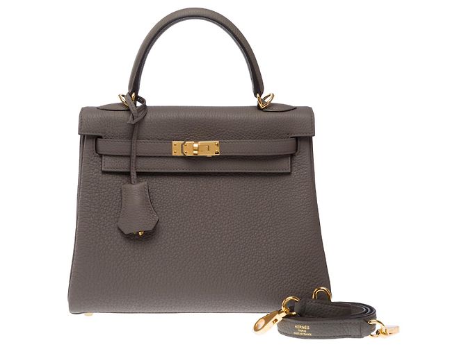 Hermès Borsa HERMES Kelly 25 in Pelle Grigia - 102683 Grigio - vista 3