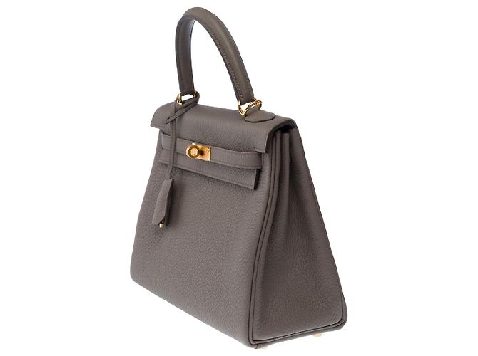 Hermès Borsa HERMES Kelly 25 in Pelle Grigia - 102683 Grigio - vista 5