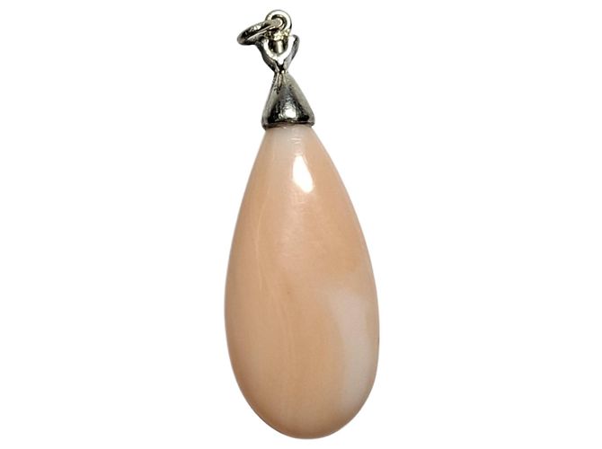 Autre Marque Pendente in corallo e diamanti ORO BIANCO 18K - vista 2