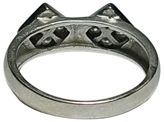 Autre Marque Anello con 2 rombi con diamanti in ORO BIANCO 18K - vista 2