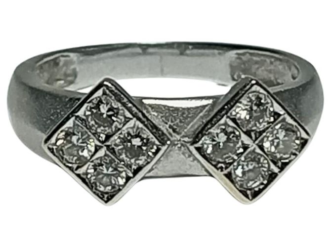 Autre Marque Anello con 2 rombi con diamanti in ORO BIANCO 18K - vista 5