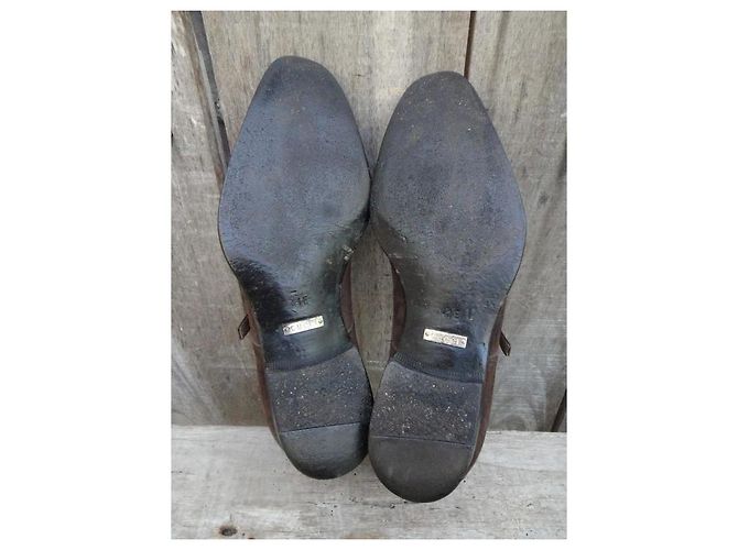 Scarpe Monk Gucci Marrone Scuro Camoscio - vista 3